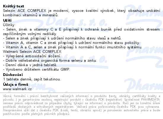 Walmark Selezin ACE Complex 30 tablet