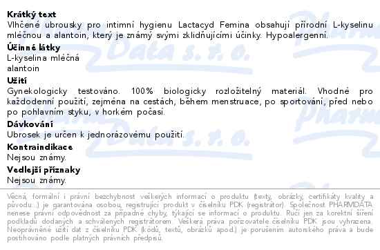 Lactacyd ubrousky Femina 15ks