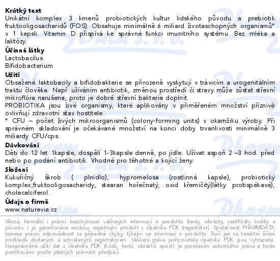 NatureVia Laktobacily 3 Imunita 30 kapslí