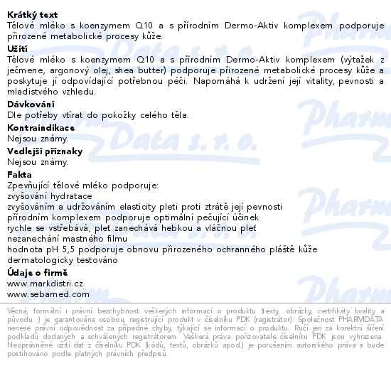 SEBAMED Anti-age tělové zpevňující mléko Q10 200ml