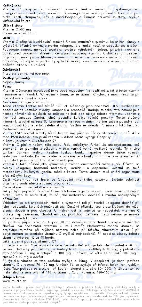JML Vitamin C 500mg 120 tablet s postup. uvolň.