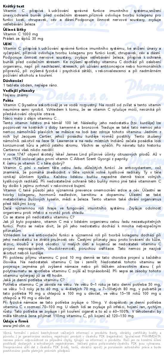 JML Vitamin C 1000mg 120 tablet s postup. uvolň.