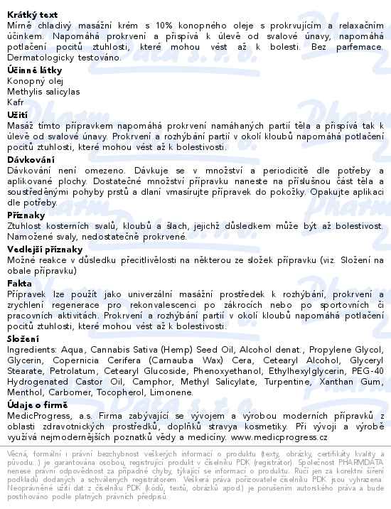 Konopné mazání 10% 250ml