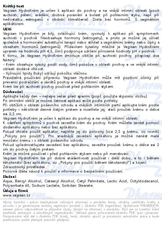 Vagisan Zvlhčující krém 50g