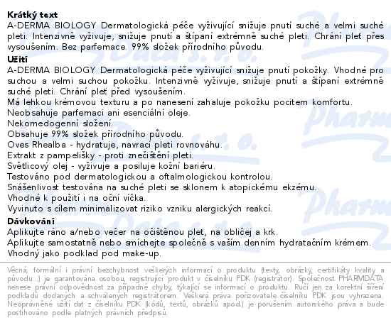 A-DERMA BIOLOGY Péče vyživující 40ml