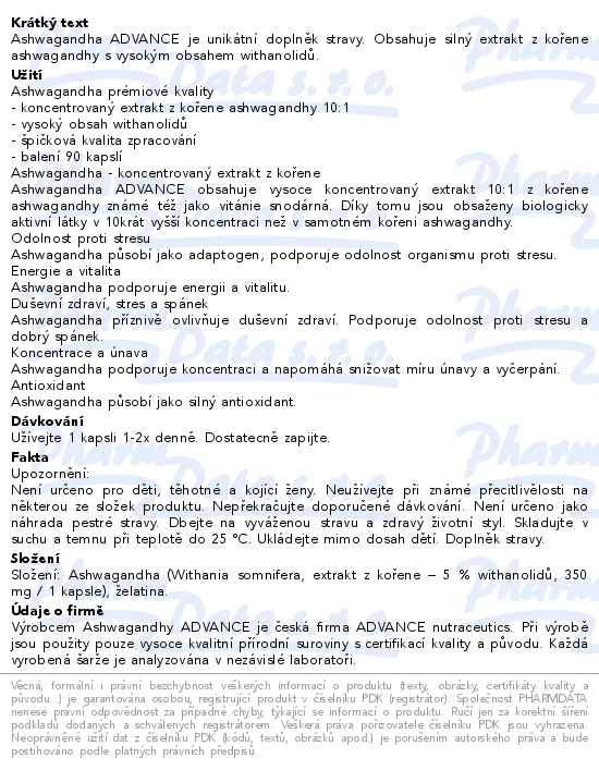 ADVANCE Ashwagandha 90 kapslí