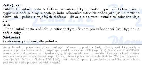 Carbofit zubní pasta s aktivním uhlím 100g