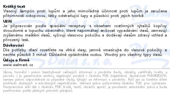 Walmark Reghaar vlasový šampon proti lupům 175ml