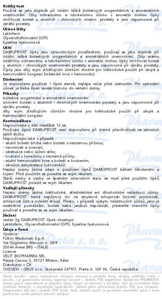 DAMUPROST rektální čípky 10ks