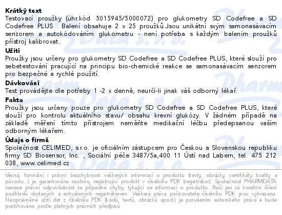 Testovací proužky pro SD Codefree 2x25ks