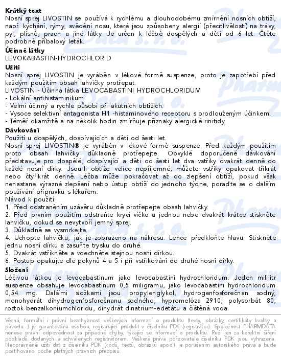Livostin 5mg nosní sprej suspenze 10ml
