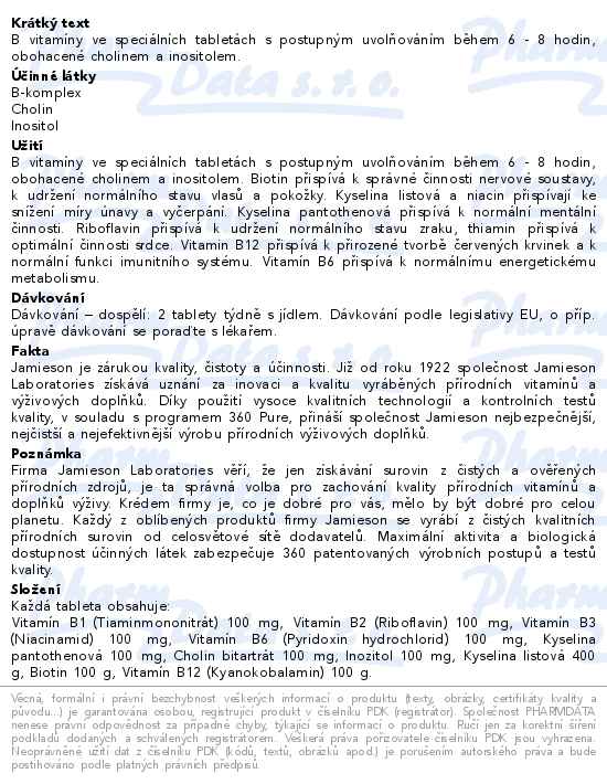 JAMIESON B-komplex 100mg s post.uvolň. 60 tablet