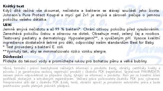 Johnsons Pure Protect koupel a mycí gel 2v1 500ml