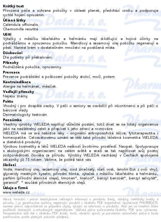 WELEDA Měsíčkový kojenecký krém na zadeček 75ml
