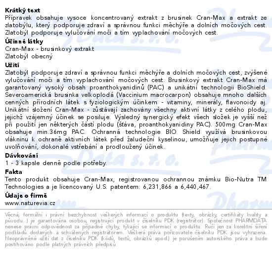 NatureVia Mega brusinky Akut 15 kapslí