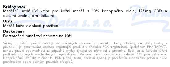 Health Culture CBD konopné mazání masáž 125ml