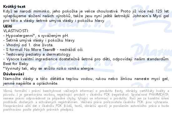 Johnsons mycí gel pro tělo a vlásky 500ml