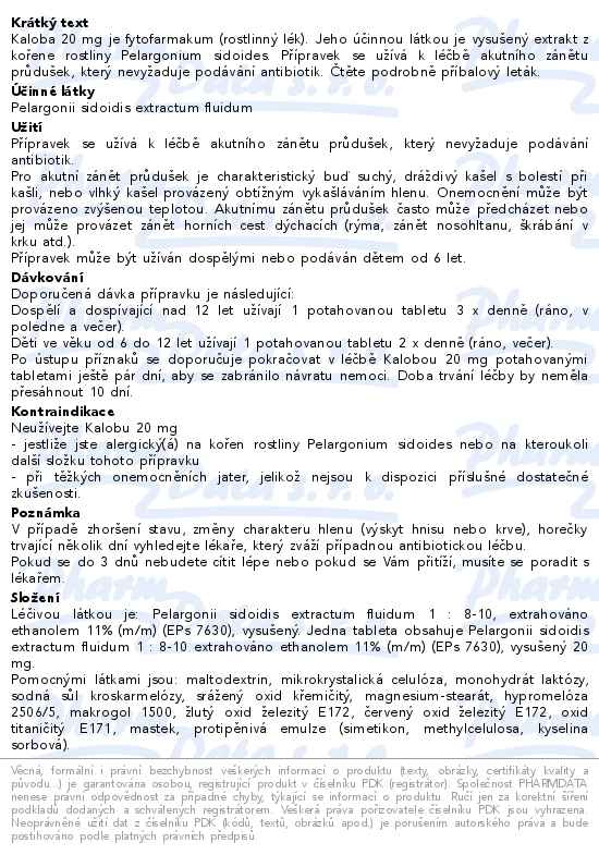 Kaloba 20mg 21 potahovaných tablet