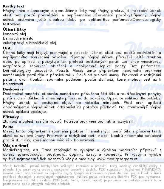 Konopné mazání hřejivé 100ml