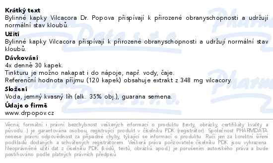 Dr.Popov Kapky bylinn Vilcacora 50ml