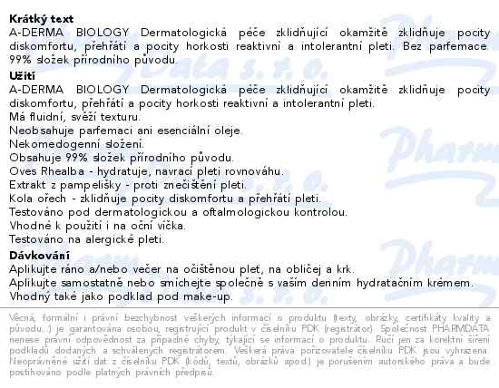 A-DERMA BIOLOGY Péče zklidňující 40ml