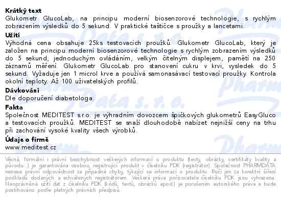 Glukometr GlucoLab s 25ks test.proužků+25 lancet