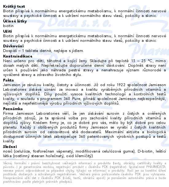 JAMIESON Biotin 250mcg 100 tablet