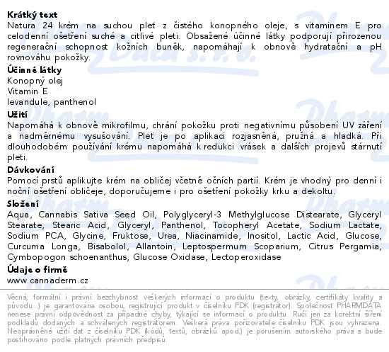 CANNADERM NATURA 24 Krem na suchou plet 75g