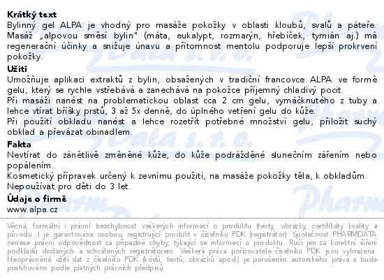 Alpa francovkový masážní gel 100ml