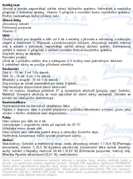 Mucoplant Jitrocelový roztok bez cukru 250ml