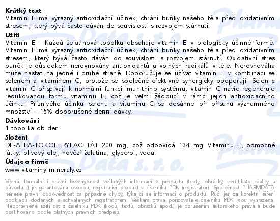 Vitaharmony Vitamin E 200 I.U 60 tob.