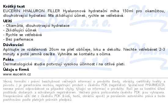 Eucerin Hyaluronov hydratan mlha, 150 ml