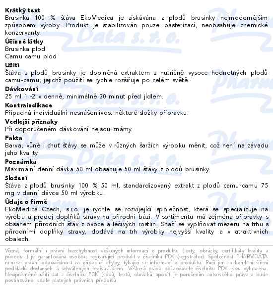Brusinka 100% šťáva 500ml EkoMedica