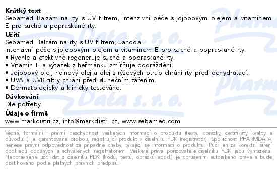 SEBAMED Balzám na rty Jahoda SPF30 4.8g