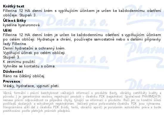 FILLERINA 12HA denní krém proti vrásk.(st.3) 50ml