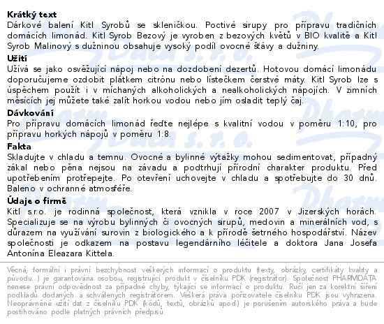 Kitl Syrob Bez+Malina 2x500ml dárkové balení