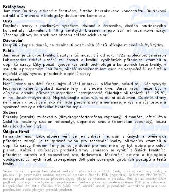 JAMIESON Brusinky komplex 500mg 60 kapslí