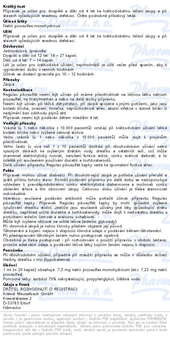 Regulax Pikosulfát 7,23mg/ml kapky 20ml