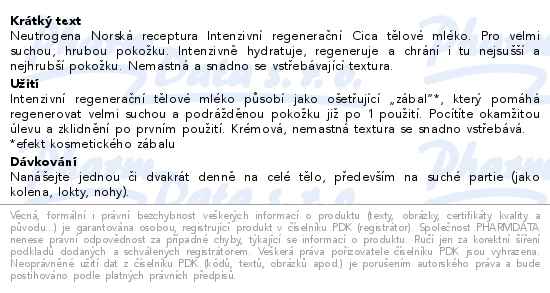 Neutrogena NR Inten. regenerační těl. mléko 400ml