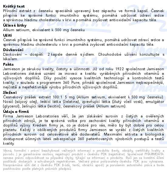 JAMIESON Česnek bez zápachu 500mg 300 kapslí