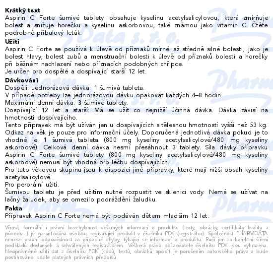 Aspirin C Forte 800mg/480mg 10 šumivých tablet