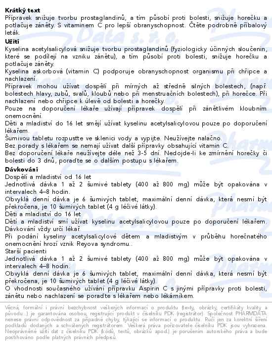 Aspirin C 400mg/240mg 20 šumivých tablet