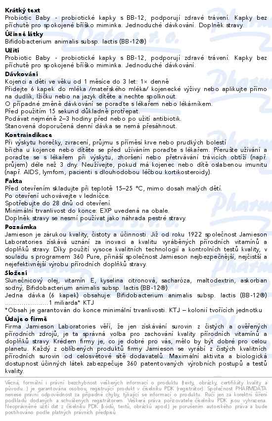JAMIESON Probiotic Baby probiotické kapky 8ml