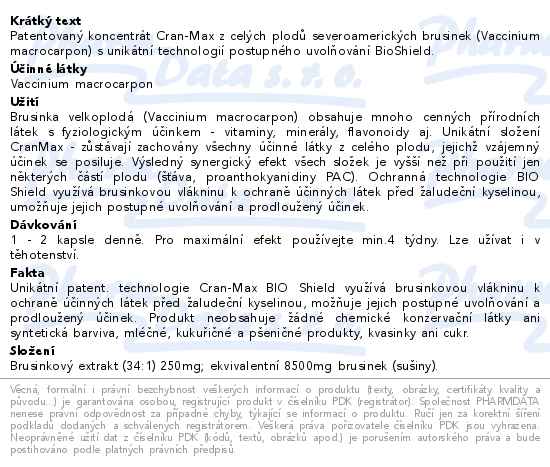 NatureVia Max Brusinky Cran-Max 30 kapslí