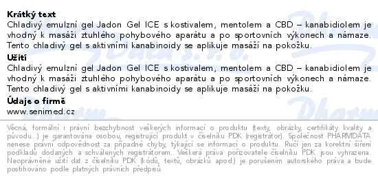 Jadon gel ICE chladivý gel s kostivalem a CBD 100g