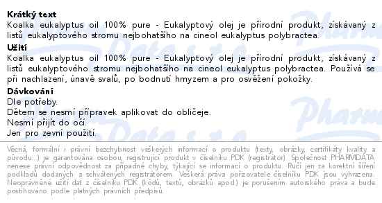 Koalka eukalyptus oil 100% pure 50ml (Koala)