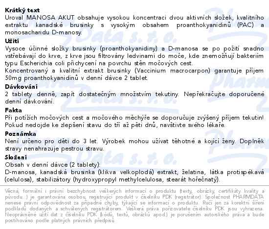 Walmark Uroval Manosa AKUT 20 tablet