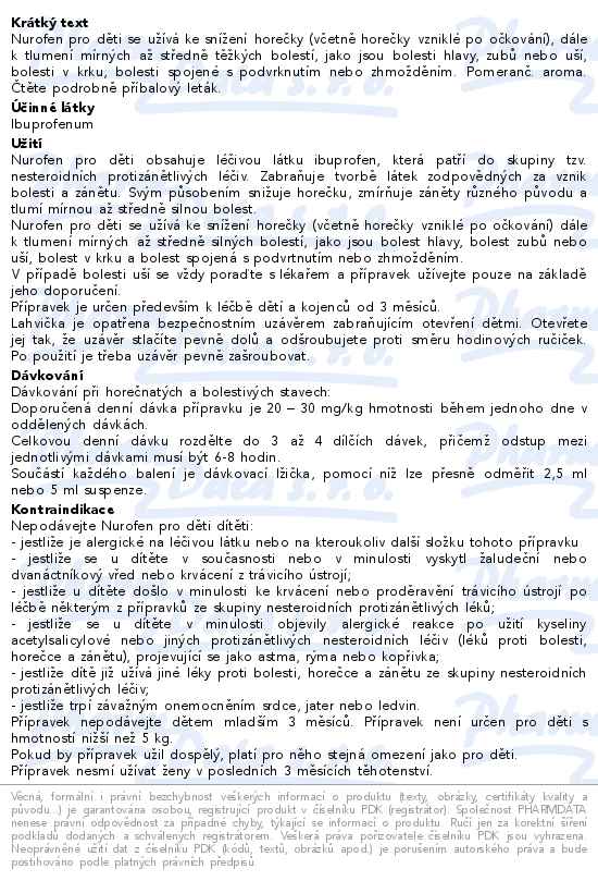 Nurofen pro děti 20mg/ml 200ml Pomeranč