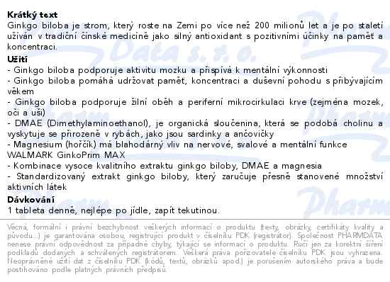 Walmark GinkoPrim MAX 60 tablet