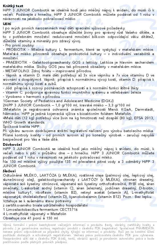 HiPP 3 Junior Combiotik první zoubky 700g